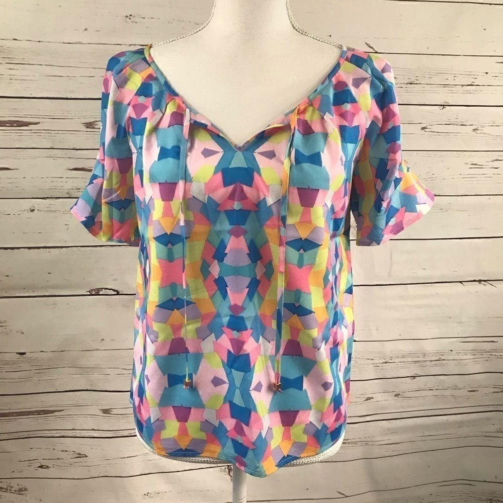CUDDY STUDIOS Felicity Print Blouse Geometric